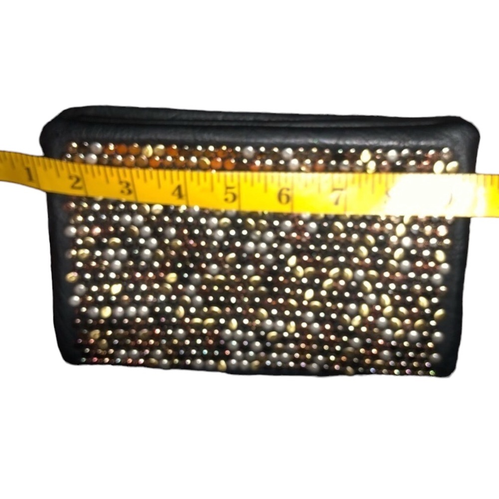 Black Crossbody Gold & Silver Studded Black 2 Zip Section Vegan Crossbody